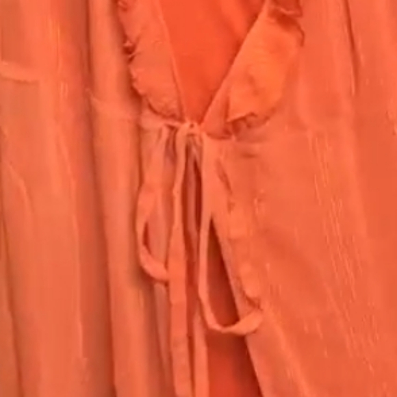 Little Mistress Orange Frill Wrap Maxi Boho Dress - Picture 4 of 5
